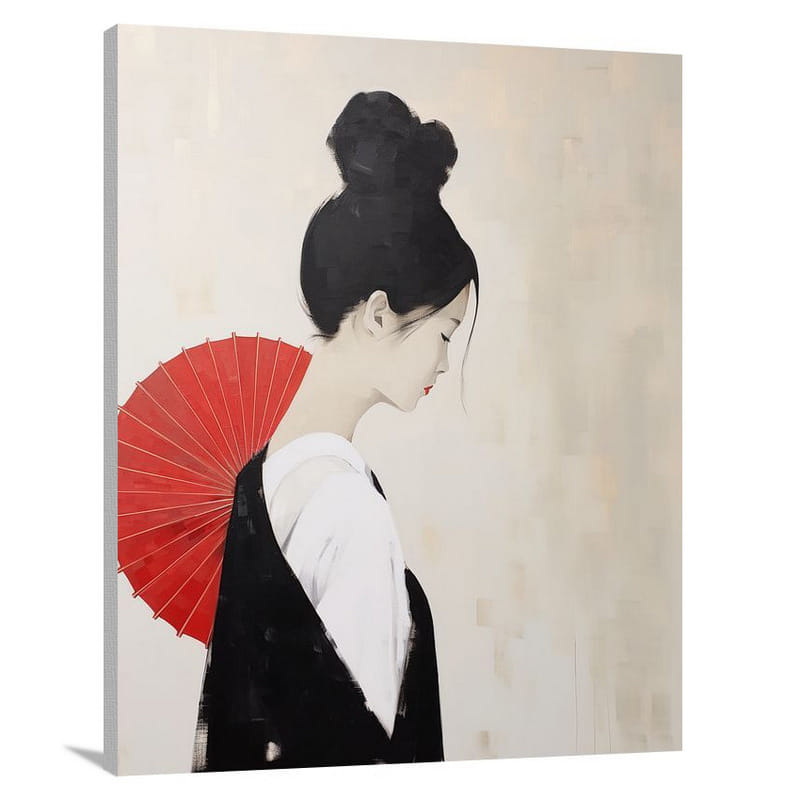 Geisha's Veiled Emotions - Minimalist - Canvas Print