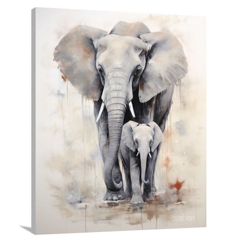 Gentle Guardians: Elephant Love - Canvas Print