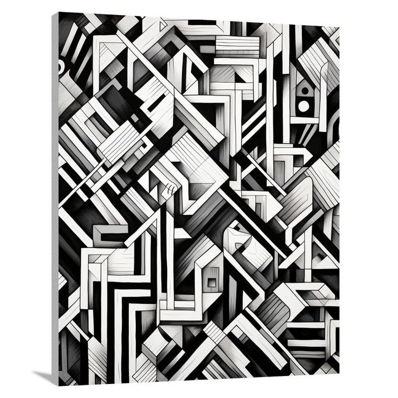 Geometric Pattern: Intricate Harmony - Black And White - Canvas Print