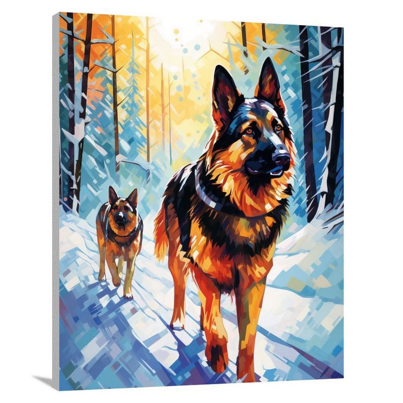 German Shepherd's Snowy Leadership - Pop Art - Canvas Print