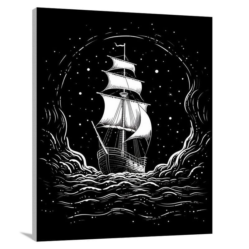 Ghostly Voyage - Black And White - Canvas Print