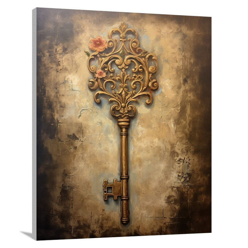 Gilded Intricacies: Key to Enchantment - Canvas Print