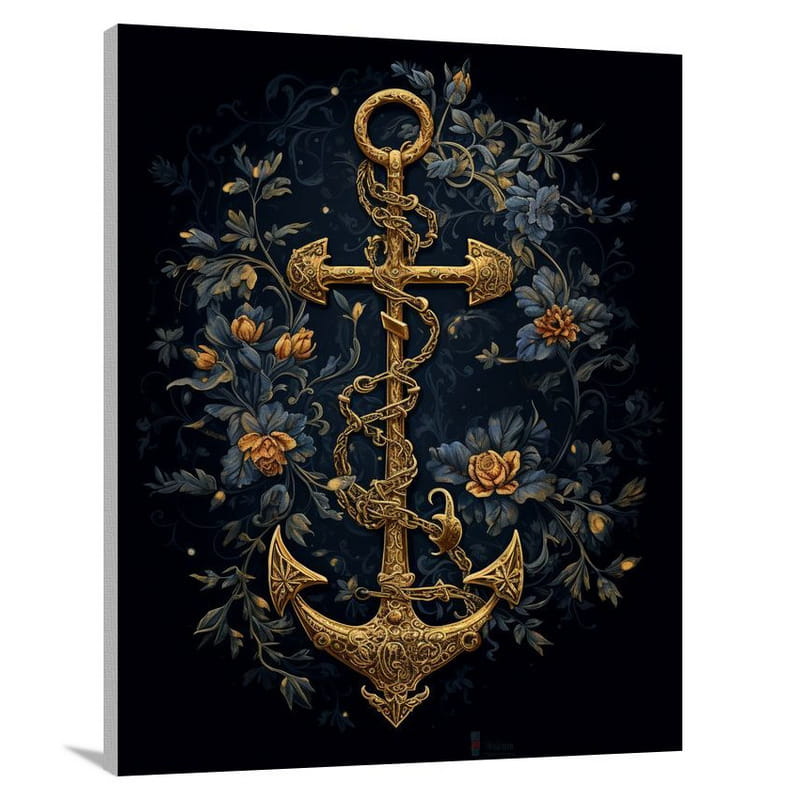 Gilded Serenity: Anchor's Embrace - Canvas Print