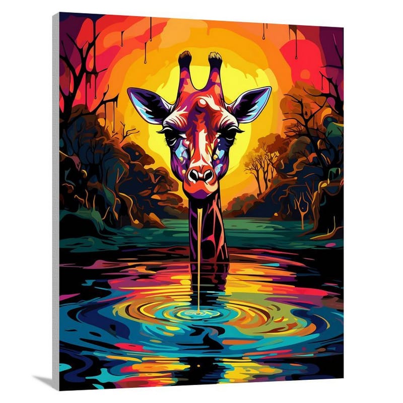 Giraffe Oasis - Pop Art - Canvas Print