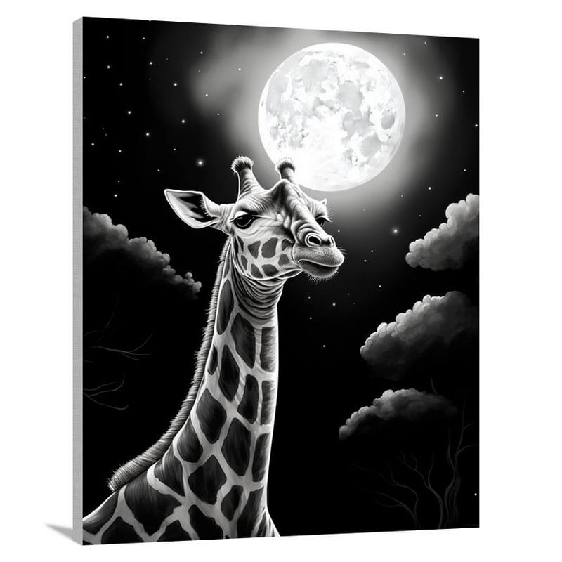Giraffe's Moonlight Dance - Canvas Print