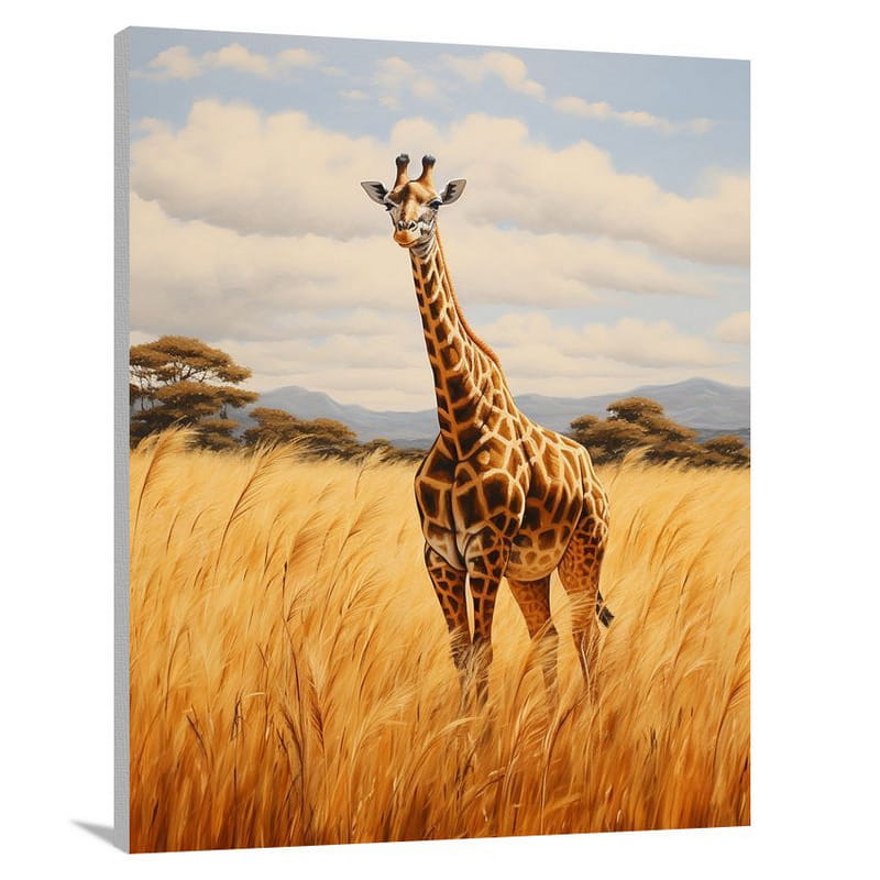 Giraffe's Serene Savannah - Canvas Print