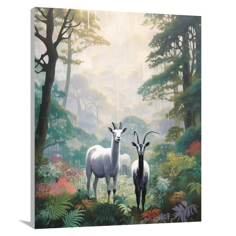Goat's Journey Through the Mist - Canvas Print