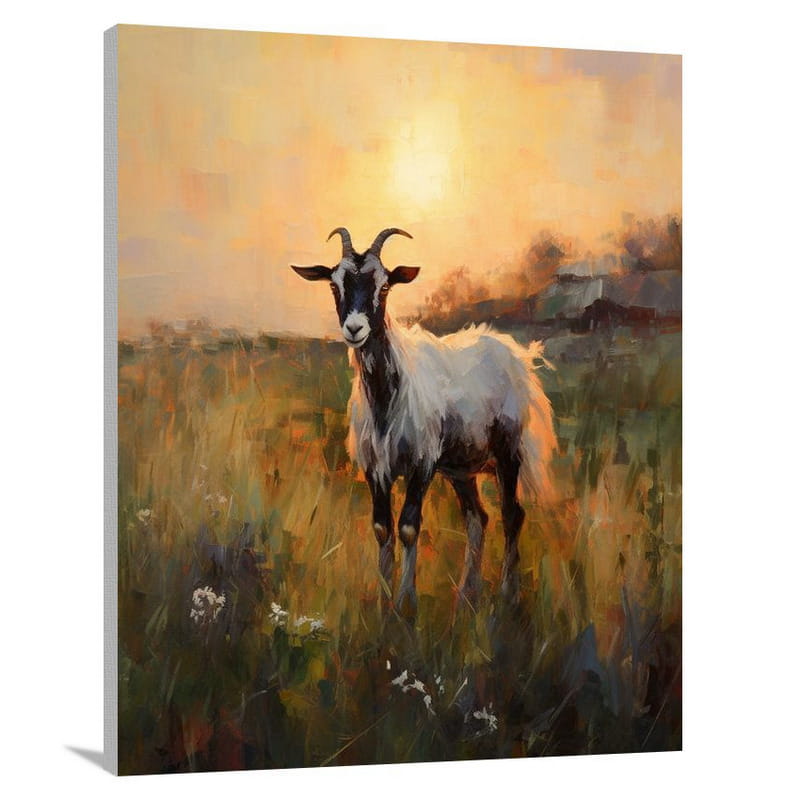 Goat's Serene Pasture - Impressionist - Canvas Print