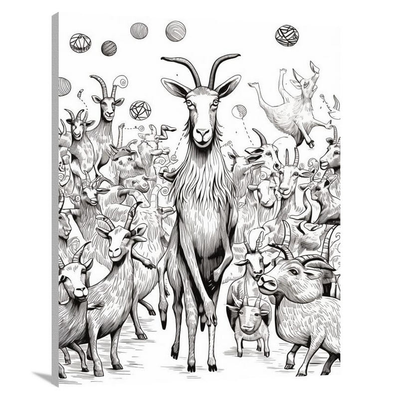 Goat's Whimsical Dance - Canvas Print