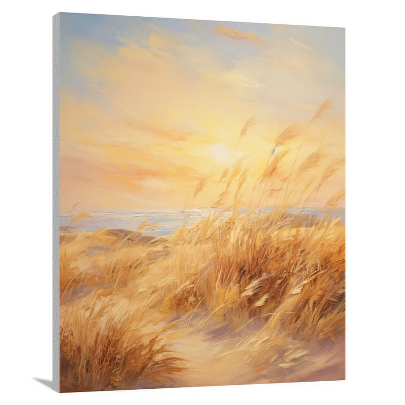 Golden Dance on Coastal Sand Dune - Canvas Print