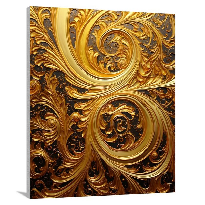 Golden Elegance: Intricate Decorative Scroll - Canvas Print