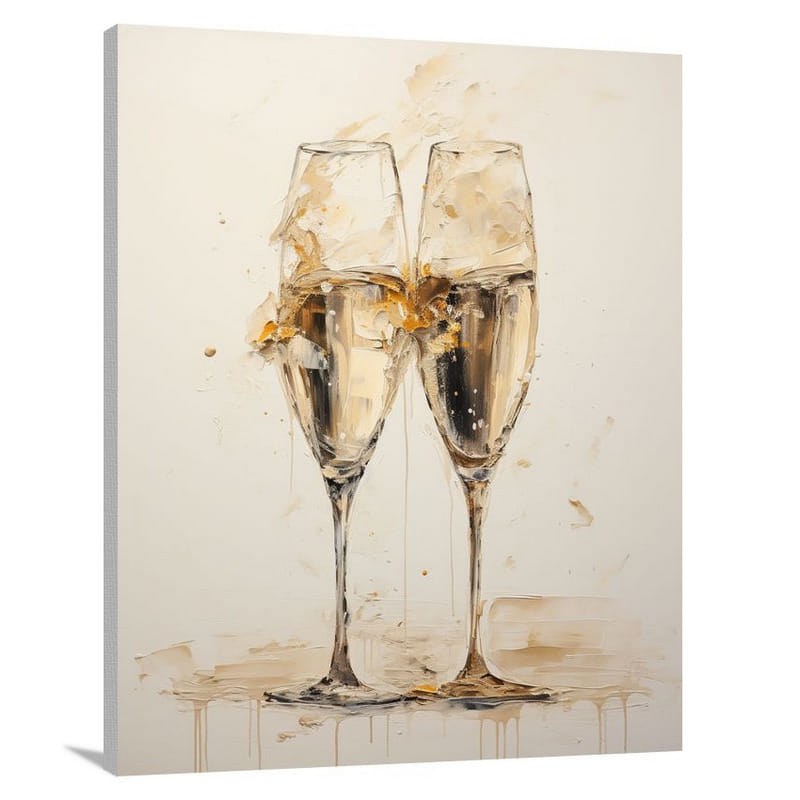 Golden Elixir: Champagne Symphony - Minimalist - Canvas Print