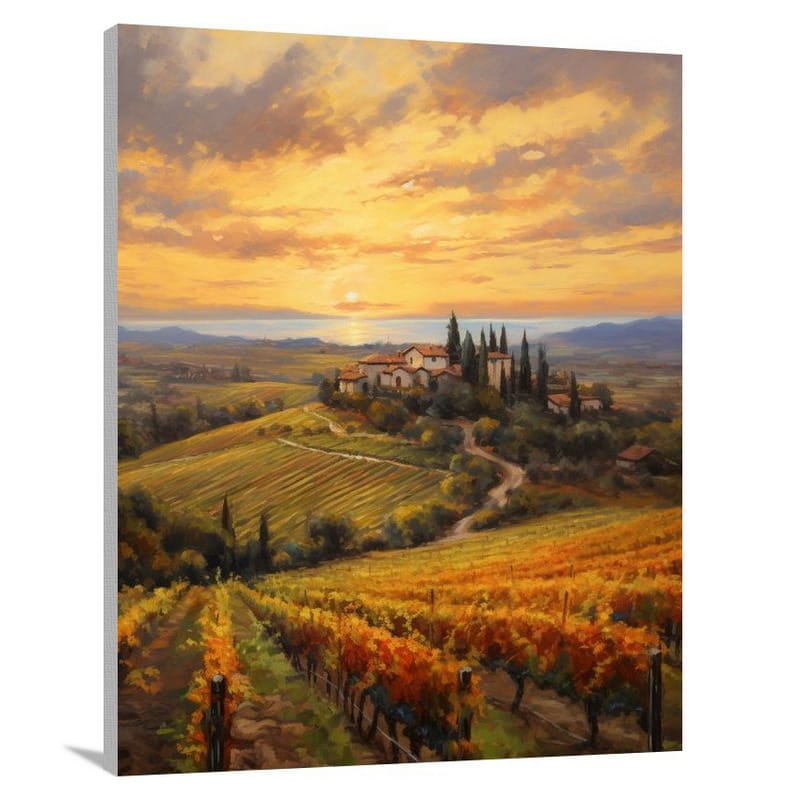 Golden Embrace: Italy's Tuscan Sunset - Canvas Print