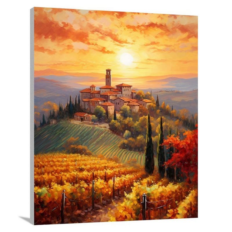 Golden Embrace: Tuscan Sunset - Canvas Print