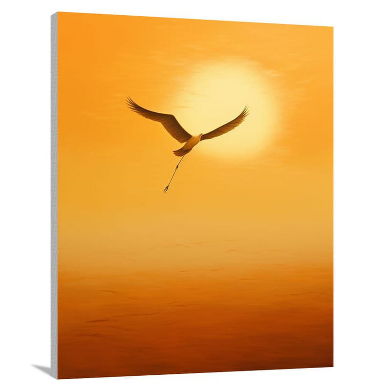 Golden Flight: Crane's Hope - Minimalist - Canvas Print