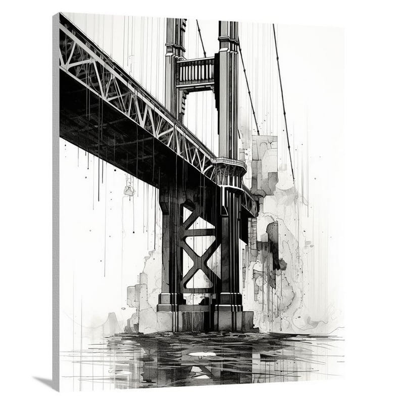 Golden Gate Symphony - Black And White - Canvas Print
