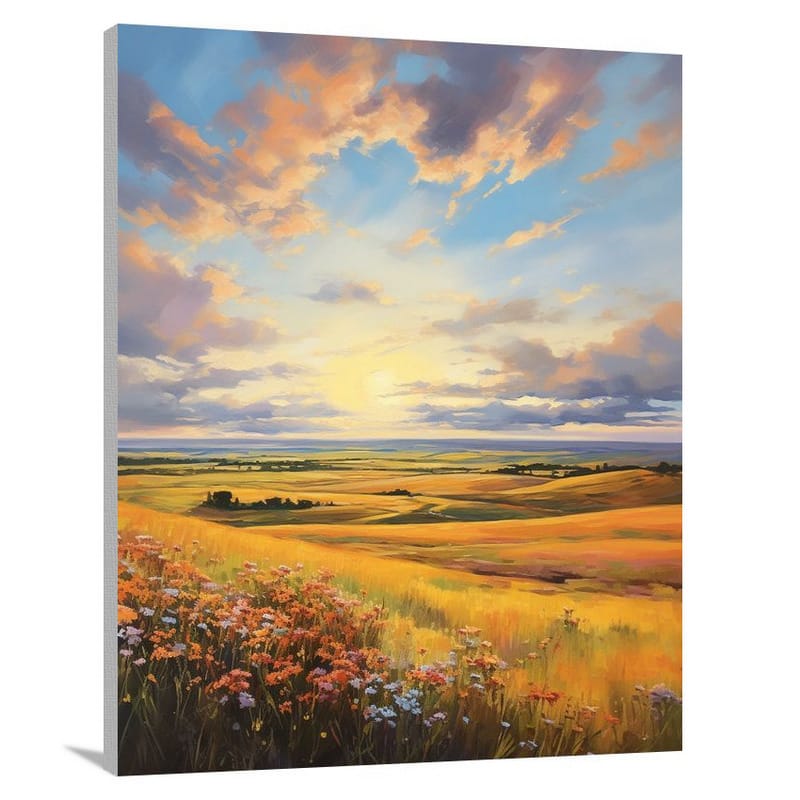 Golden Horizons: North Dakota's Heartland - Impressionist - Canvas Print