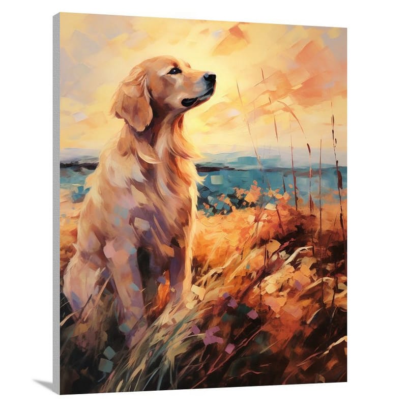 Golden Retriever's Radiant Bliss - Impressionist - Canvas Print