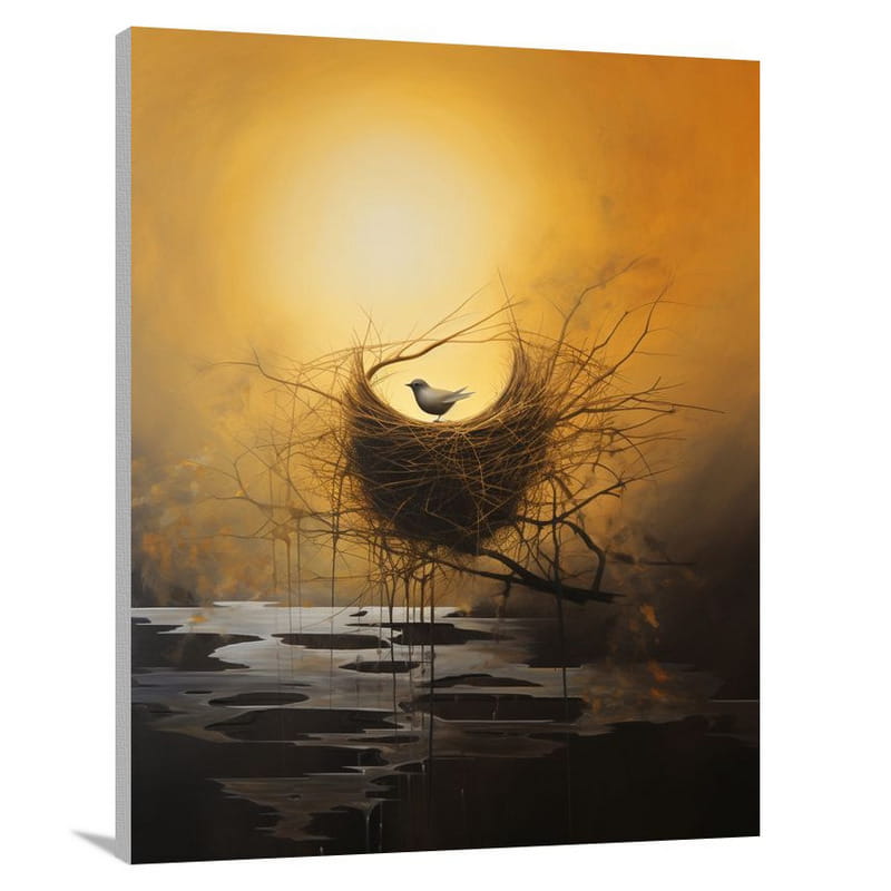Golden Sanctuary: Nest - Canvas Print