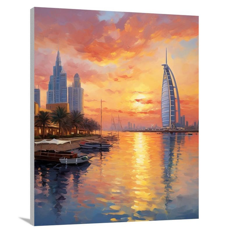 Golden Sunset: UAE Cityscape - Canvas Print