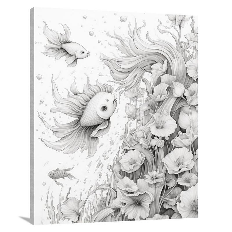 Goldfish - Black and White - Canvas Print