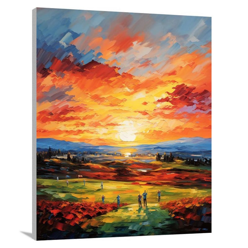 Golfers at Sunset - Canvas Print