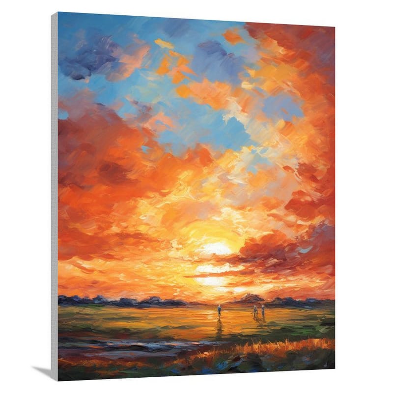 Golfers at Sunset - Impressionist - Canvas Print