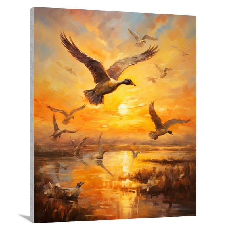 Goose's Fiery Flight - Impressionist - Canvas Print