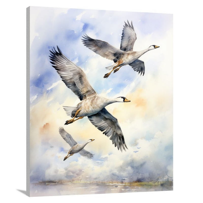 Goose's Flight - Watercolor - Canvas Print