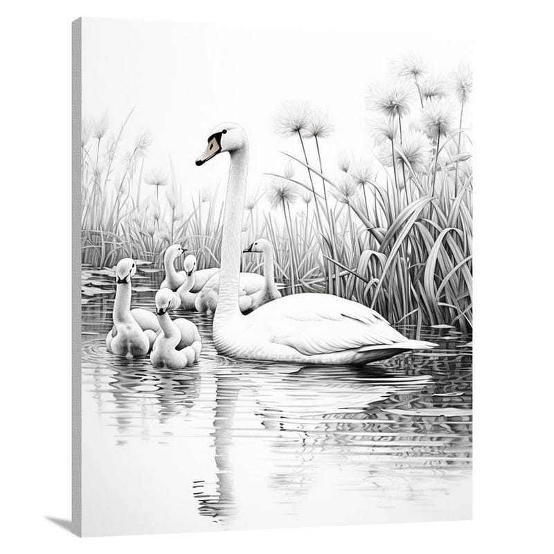 Goose's Paradise - Black And White - Canvas Print