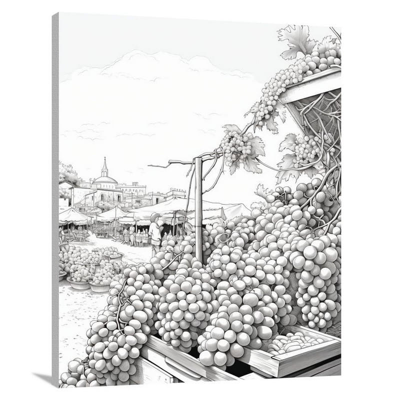 Grape Harvest - Black And White - Canvas Print