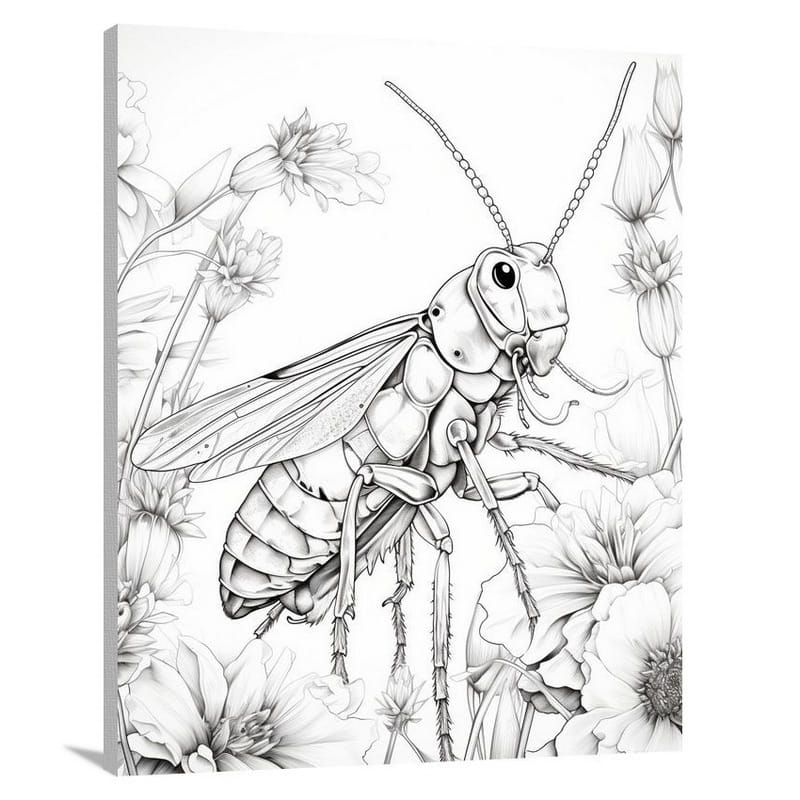 Grasshopper's Nocturnal Symphony - Canvas Print