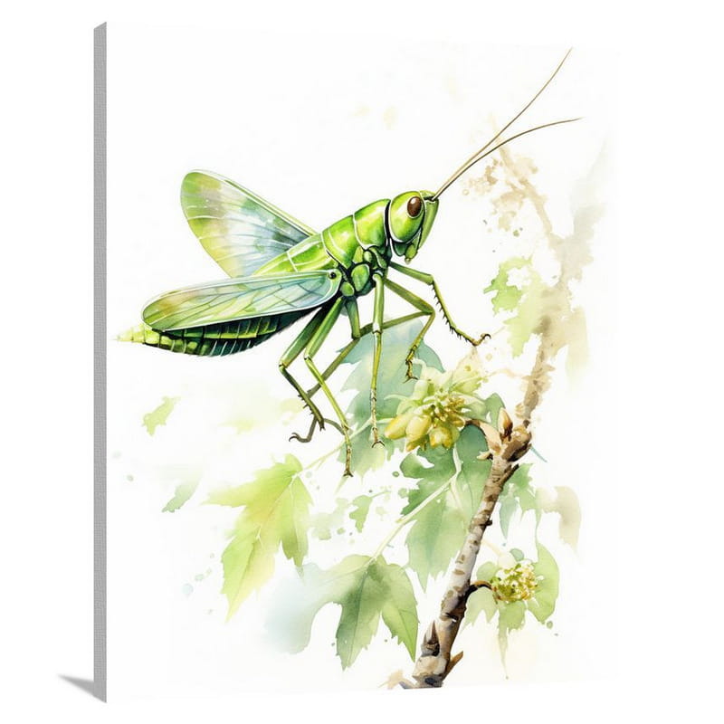 Grasshopper's Serenade - Watercolor - Canvas Print