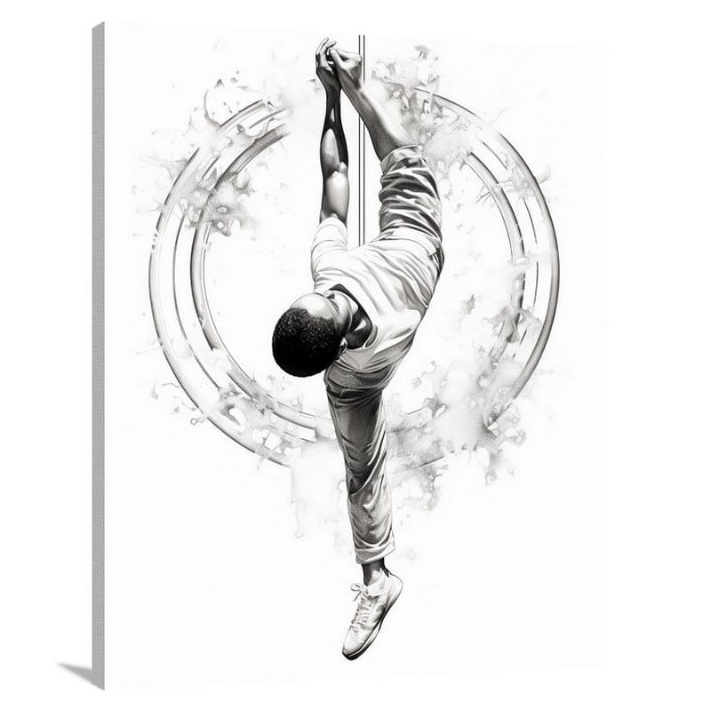 Gravity Defied: Gymnastics - Black And White - Canvas Print