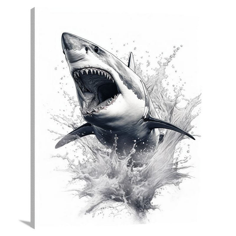 Great White Symphony - Black And White - Canvas Print