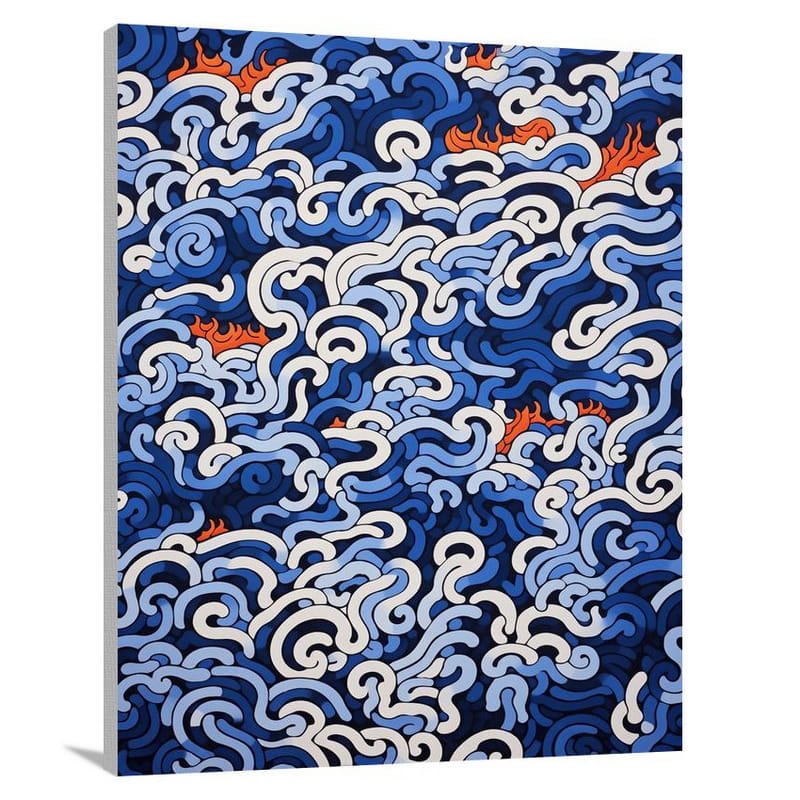 Greek Key Pattern: Waves of Order and Chaos - Canvas Print