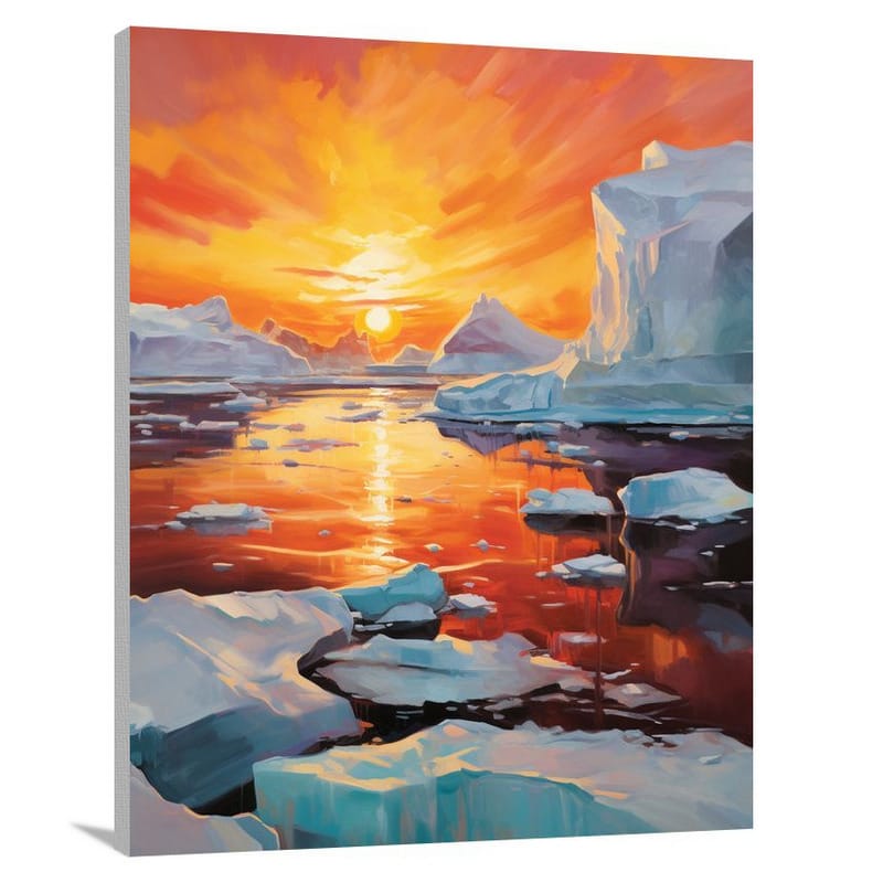Greenland's Fiery Sunset - Canvas Print