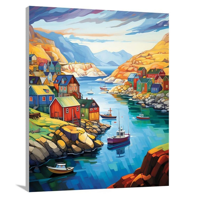 Greenland's Vibrant Village - Canvas Print