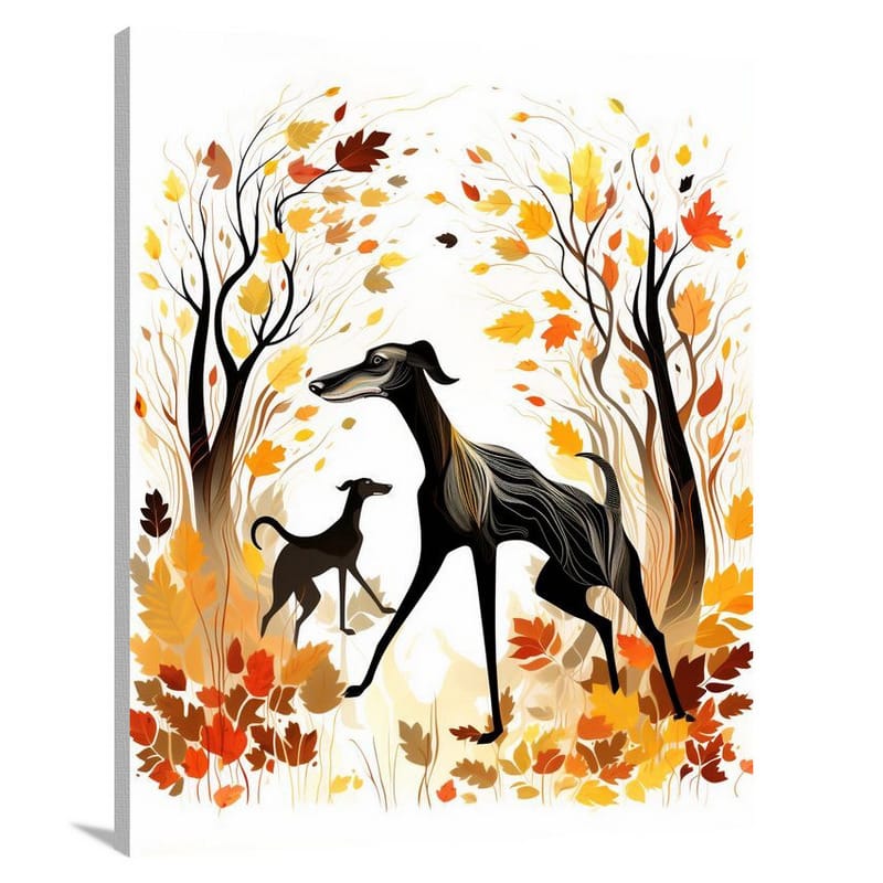 Greyhound's Autumn Dance - Canvas Print