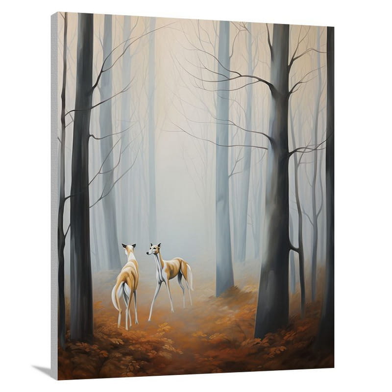 Greyhound's Playful Chase - Canvas Print