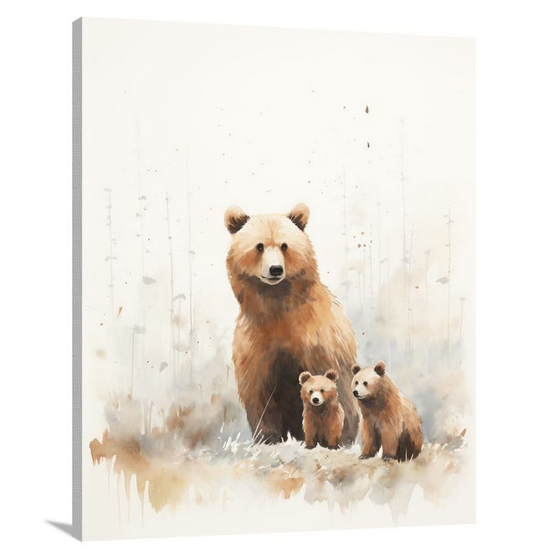 Grizzly Family, Nature's Guardian - Canvas Print