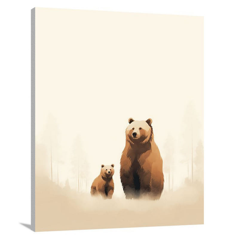 Grizzly's Watchful Embrace - Canvas Print