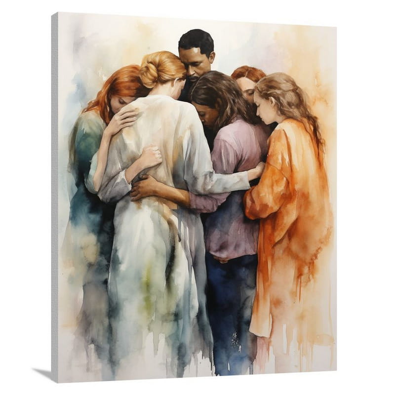 Group Embrace - Watercolor - Canvas Print