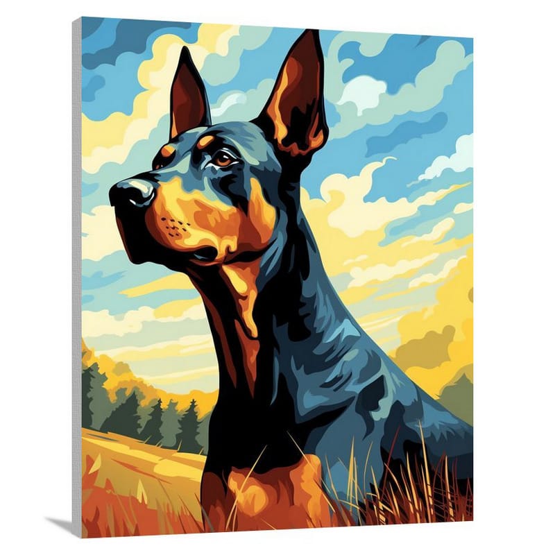 Guardian of Serenity: Doberman Pinscher - Canvas Print