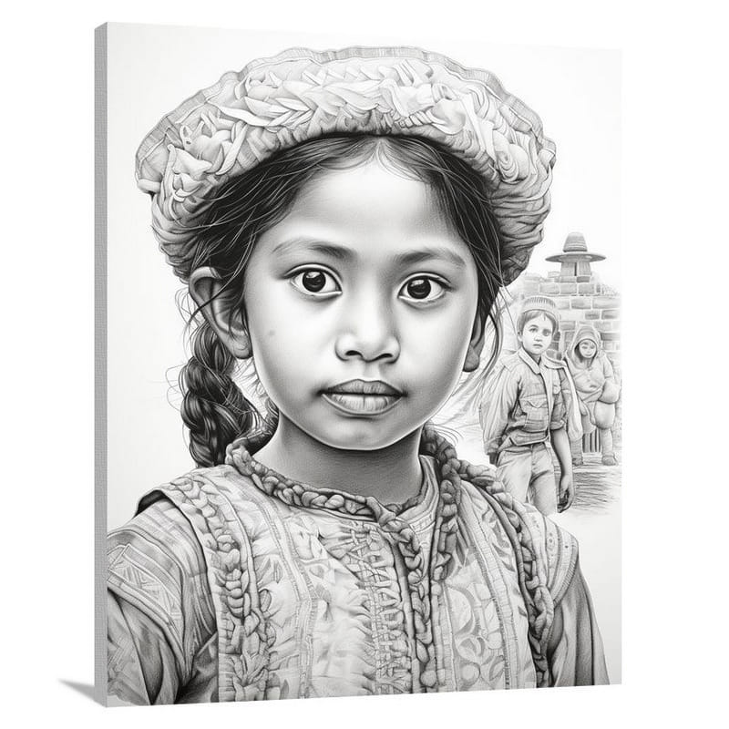 Guatemala's Resilient Spirit - Black And White - Canvas Print