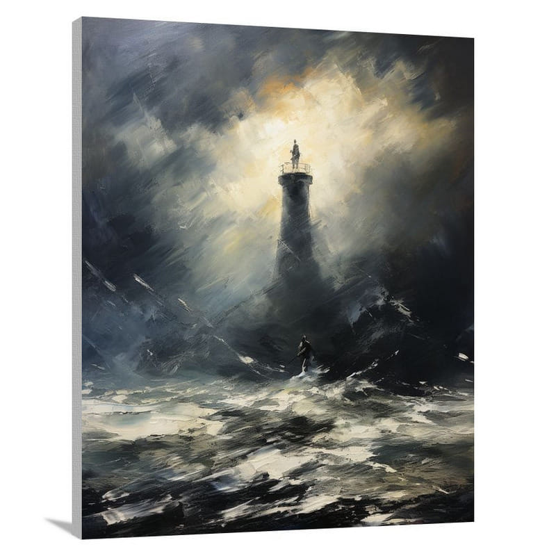 Guiding Souls: Lighthouse in the Storm - Canvas Print