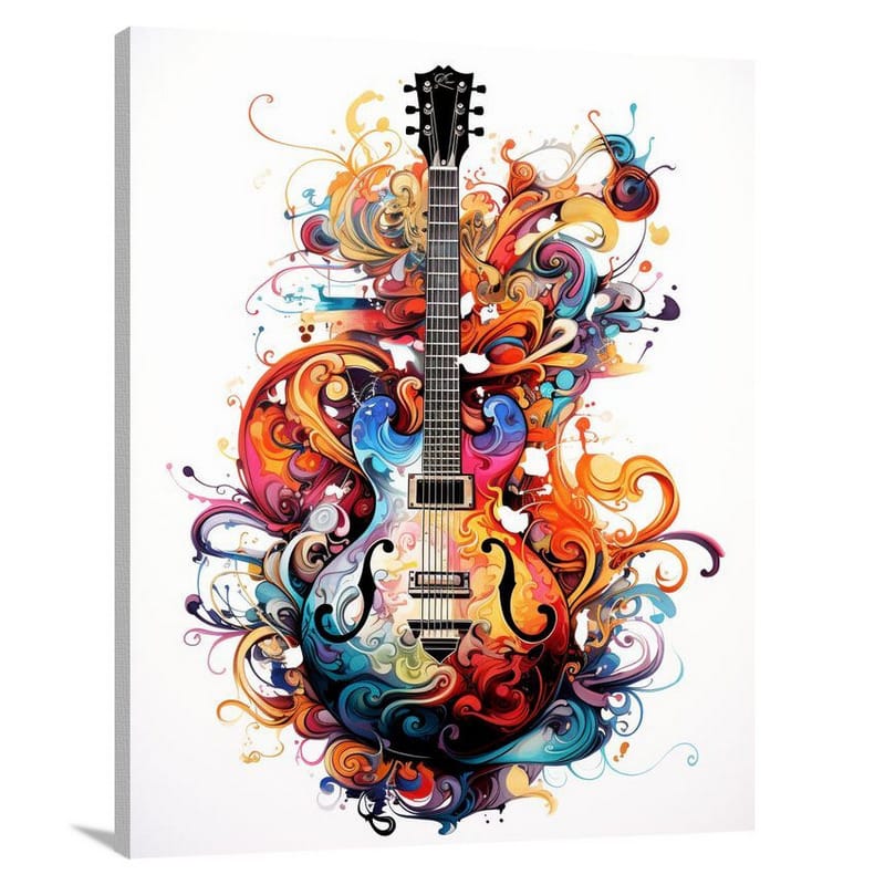 Guitar Harmony - Black And White - Canvas Print