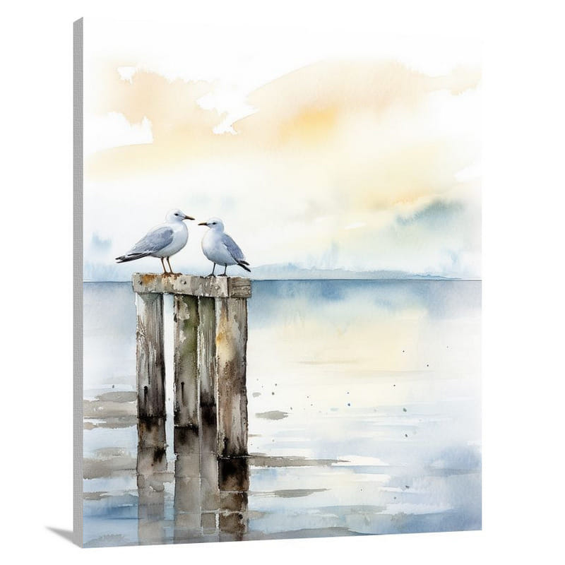 Gull's Serene Sunrise - Canvas Print
