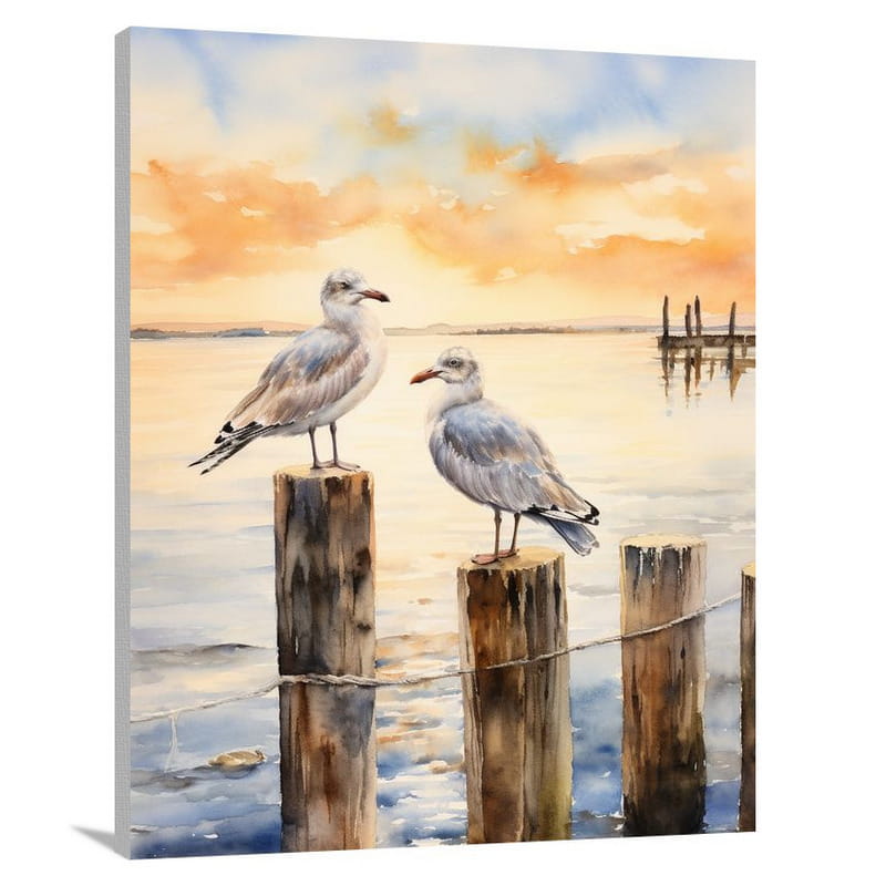 Gull's Serene Watch - Canvas Print