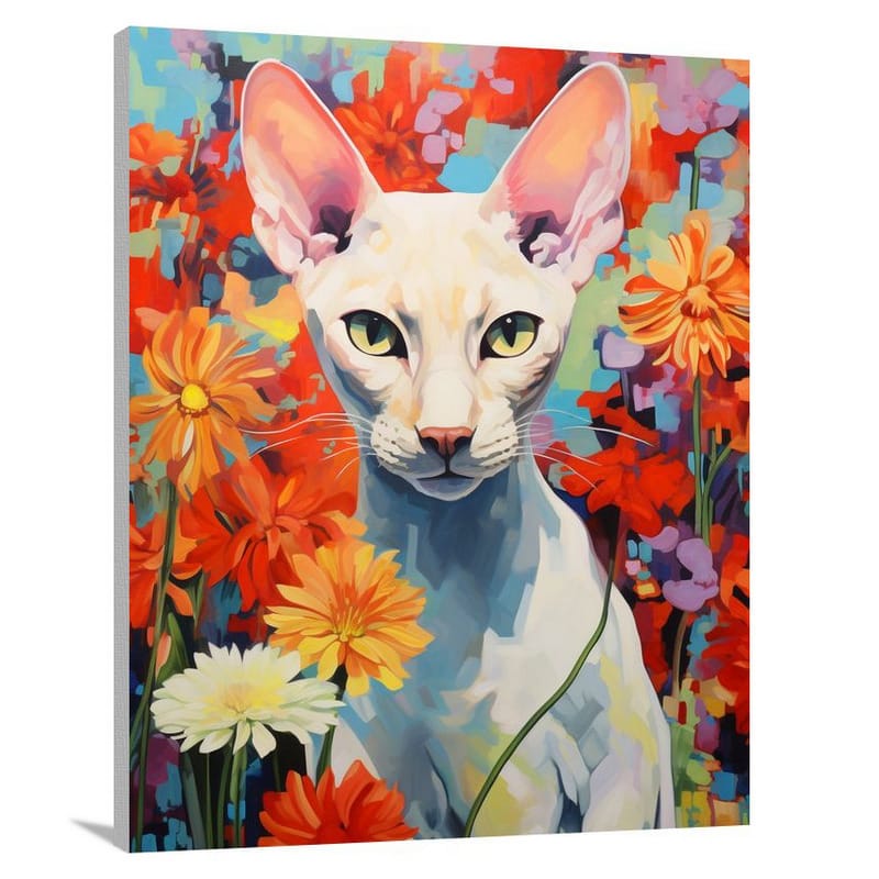 Hairless Cat in Bloom - Canvas Print